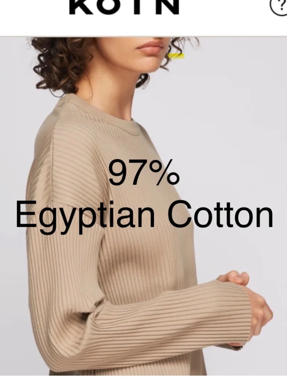 KOTN Blouse Women’s Opal Gary 97% Egyptian Cotton Ribbed long sleeve size L - Picture 3 of 13